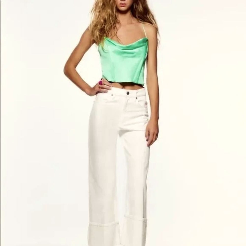 Zara satin crop corset top